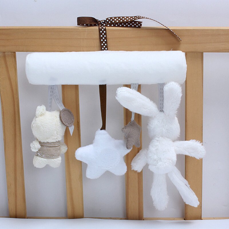 Baby Speelgoed Voor Wandelwagen Leuk Wit Konijn Baby Muziek Wieg Mobiele Bed Rond Pluche Speelgoed Voor Pasgeborenen Rammelaars Baby Speelgoed 0-24 Maand