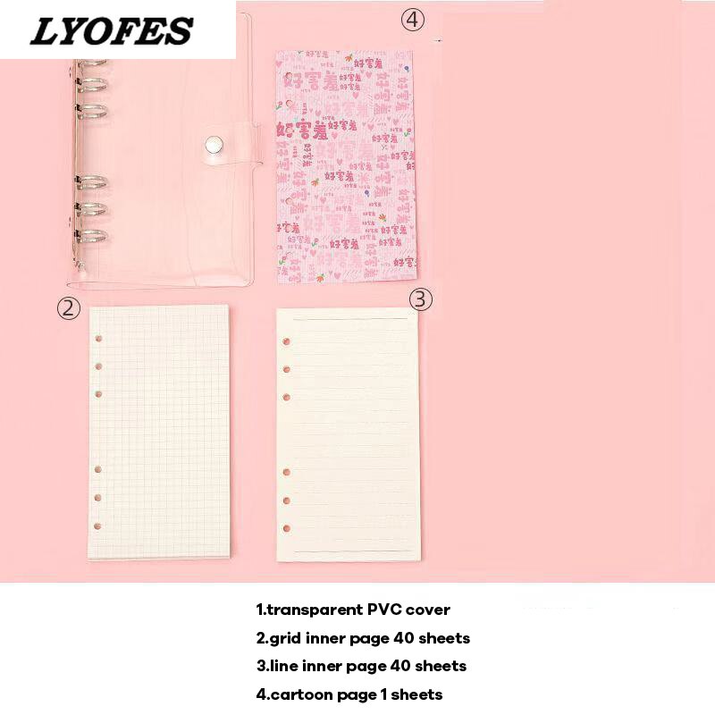 Bullet Lined Journal Sketchbook Pocket Planner Girls Diary Cute Notepads Stationery Notebooks Journals School Office Supplies: Clear B