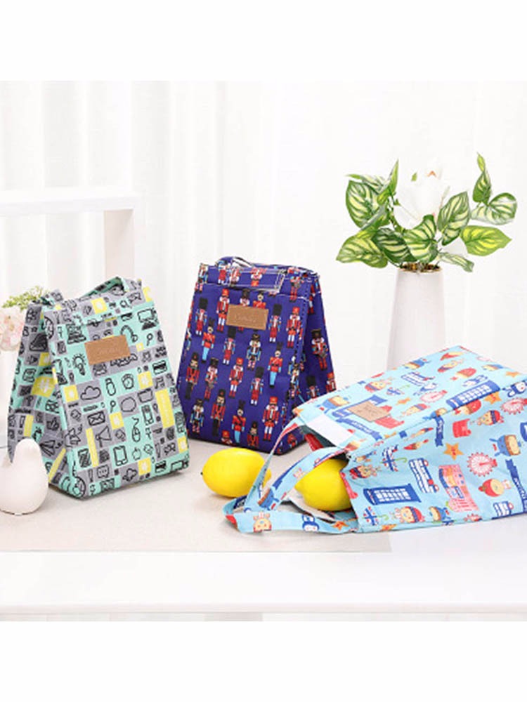 Funktionel bærbar frokostpose praktisk isoleret lærred kvinder børn madkasse termisk mad picnic frokostposer madpose