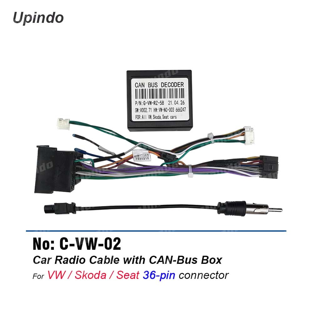 Auto Radio Kabel Kan Bus Voor Volkswagen Vw 16pin Power Kabelboom Dvd Gps Android Multimedia Speler Connector: Cable1 with CAN BOX