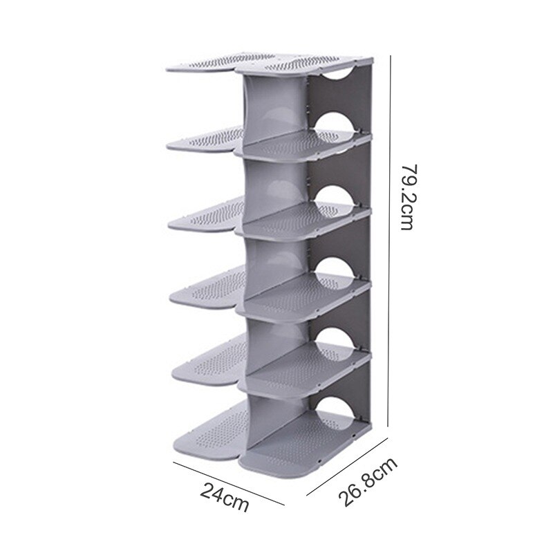 DIY Assembly 6 Layers Stackable Shoe Organizer Shoe Shelf Shoe Rack Stand Space Saving Shoe Hanger Shoe Box Cabinet storage: Gray