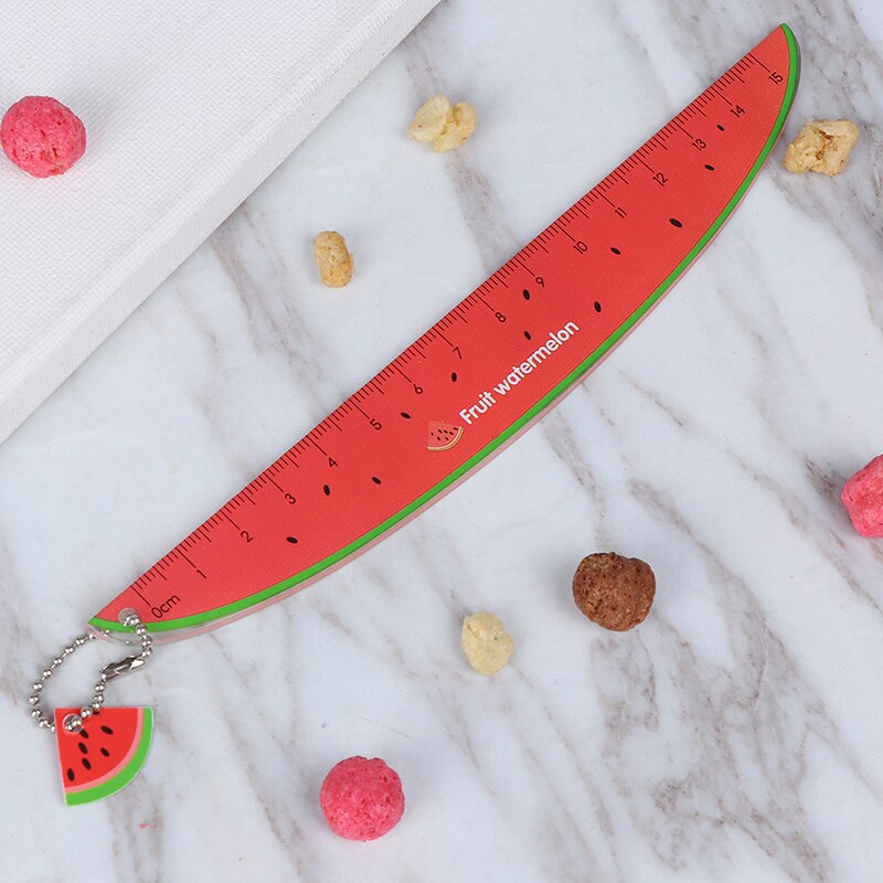 Plastlinjaler rakt mätverktyg söta fruktmönster skolmaterial 17cm * 2.5cm