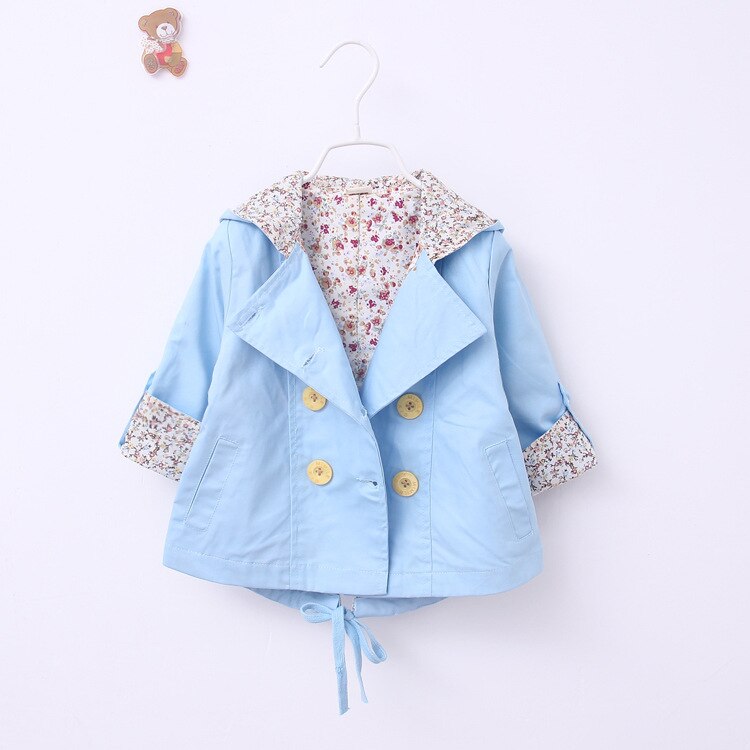 meisje jas lente fall meisje double breasted vest baby baby kind kant jacket: 7-9 months / Sky Blue