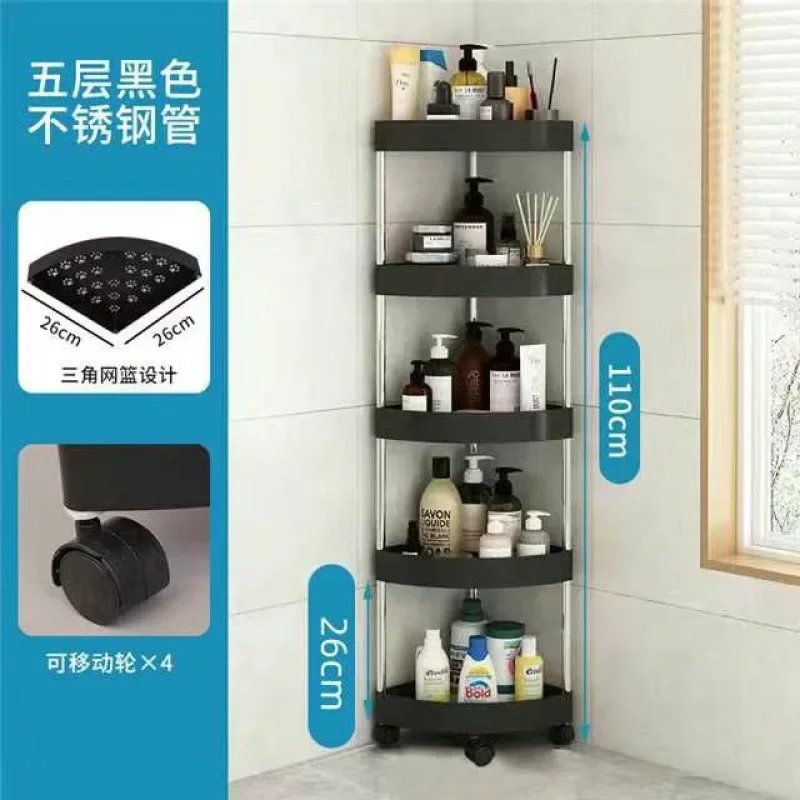 Mueble esquinero para baño, estante triangular para suelo, estante de almacenamiento multicapa, mueble para baño y cocina: Gris