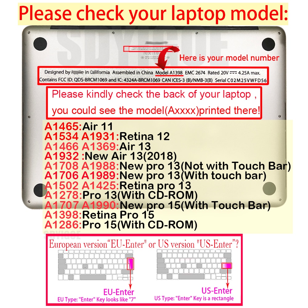 Laptop keyboard cover for macbook air 13inch model A1466 A1369 U.S. Edition Us-Enter English text Keyboard protective film