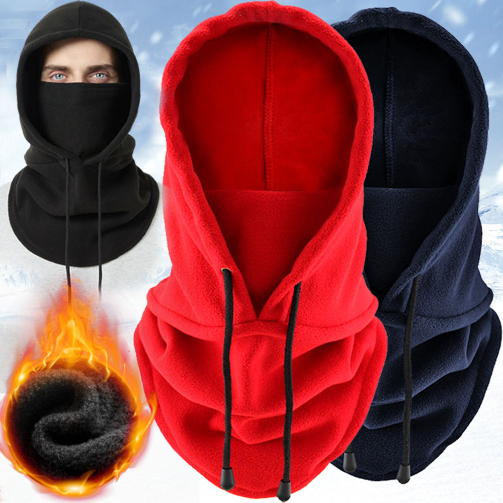Gorro térmico de lana para invierno con capucha para exteriores, a prueba de viento, frío, cálido, deporte de esquí, calentador de cuello para hombres y mujeres, máscara facial de ciclista, gorros enmascarados