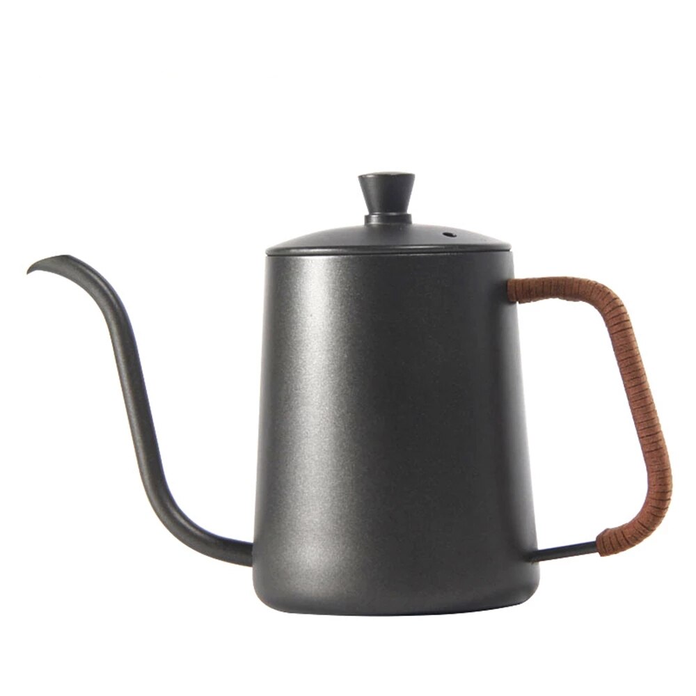 Stainless Steel Coffee Pot Coffee 600ml Moka Pot Long Mouth Coffee Kettle Hand Punch Pot for Drip Coffee Maker Lid Drip Teapot
