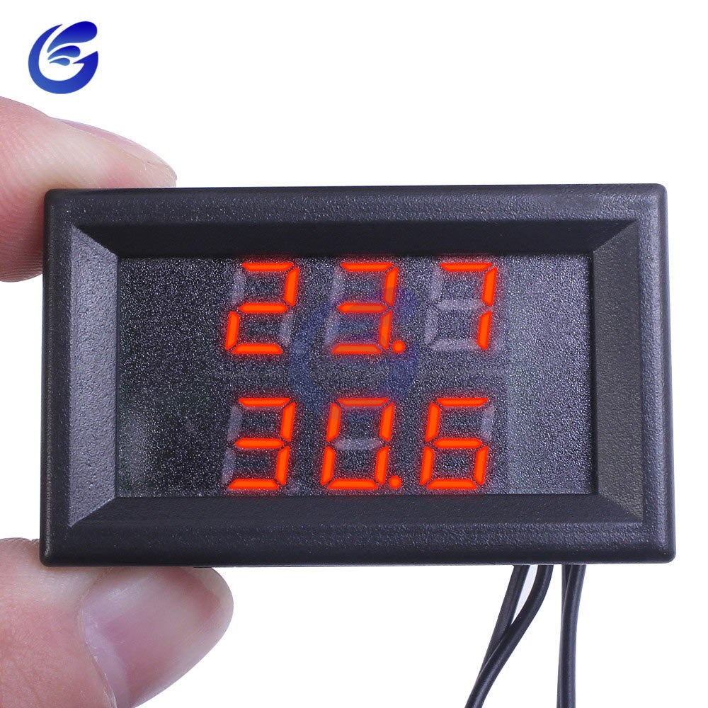 Dc 4v-28v mini dobbelt display digital temperaturregulator temperaturføler termometer testkontrol + vandtæt ntcprobe: 3 cifre 4v-28v røde