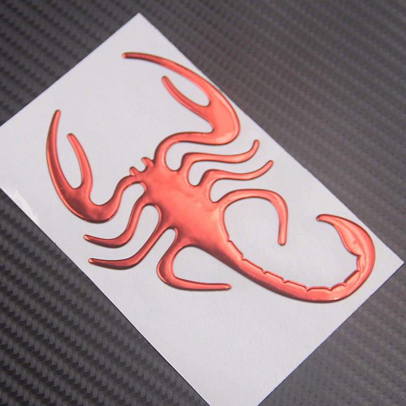 FASP Car Motorcycle Sticker Simulation Animals Bumper Retrofit Stickers Scorpions Golden silver and red: Red