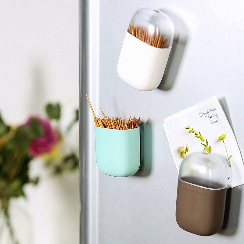 Magnetic Toothpick Holder Container Portable Toothpick Box Refrigerator Microwave Oven Household Table Toothpick Dispenser