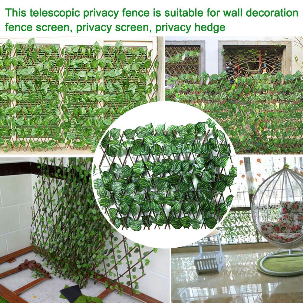 Garden Green Vine Fence Privacy Hedge Screen Telescopic Privacy Fence Suitable for Outdoor Indoor Garden Fence Backyard