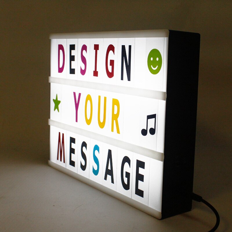 LED A4 Cinematic Light Box with Stroage Backside Diy Letters Symbols for Shop &amp; Home Decor