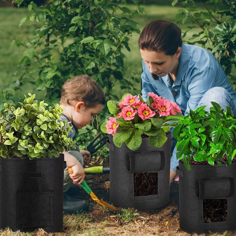 Potato Grow Bags 3Packs Plant Grow Bags with Window Flap Breathable Planting and Two Handles Thickened