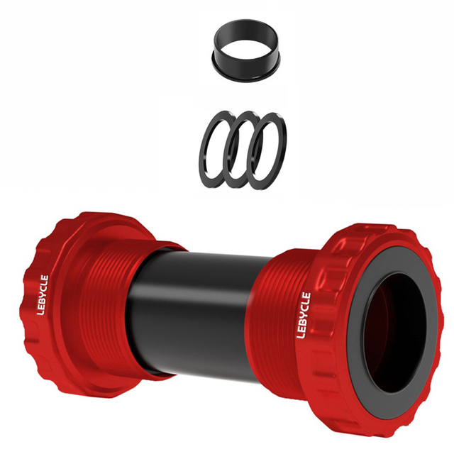 Bike Bottom Bracket MTB Road Bike Bicycle BB91 Threaded Bottom Bracket 68-73mm For-Shimano ID24mm Aluminum Alloy Cycling Parts: red