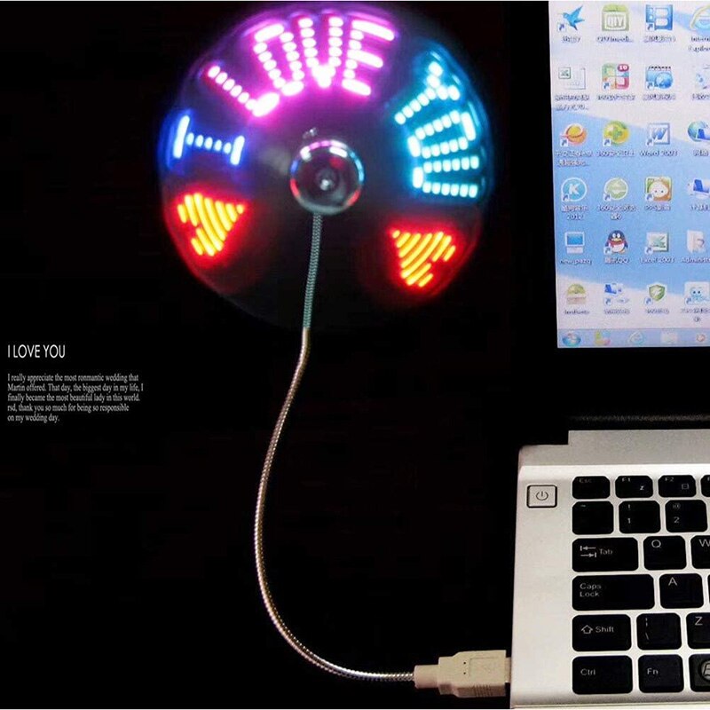 Ventilador USB , ventilador programable con luz LED RGB USB, cuello de cisne Flexible, Mini ventilador USB para mensajes DIY para PC, portátil, Notebook y escritorio