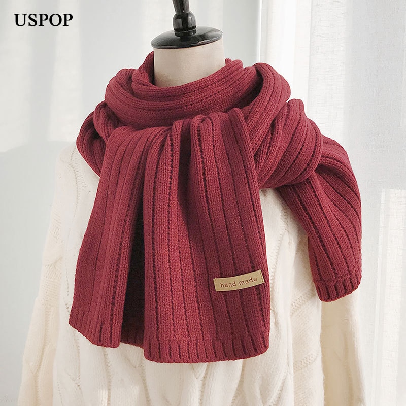 Uspop vinter tørklæde tykke lange kvinder tørklæder ensfarvet strikket sjal indpakker kvindelige blødt strik par tørklæder