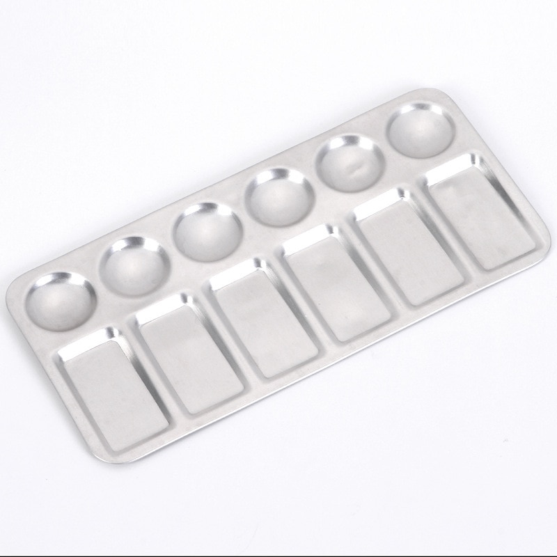 1pc Rectangle Pigment Palette 12 Grid Aluminum Palette For Oil Watercolour Gouache Painting Pallet Students School Art Supplies