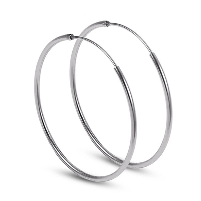 Large Size silver plated Big Hoop Earrings For Women Simple Round Circle Earrings Hoops Ear Rings Earings Jewelry