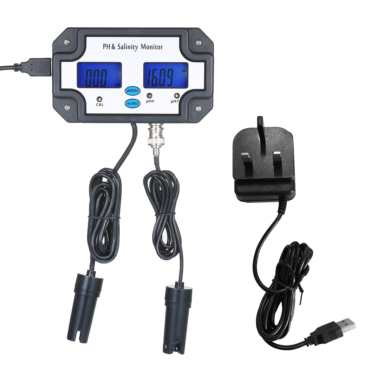 PH/Salinity Meter Water Tester Detector PH & Salinity Monitor 2 in 1 Water Analysis Device PH Meter