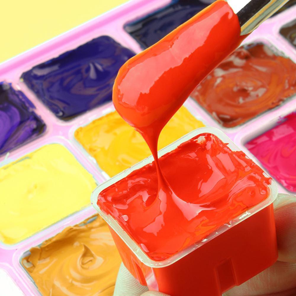 24 Stks/set Jelly Gouache Pigment Gouache Aquarel Draagbare Levert Gouache Case Art Pigmenten Verven Voor Bedelen Hoge E3D8