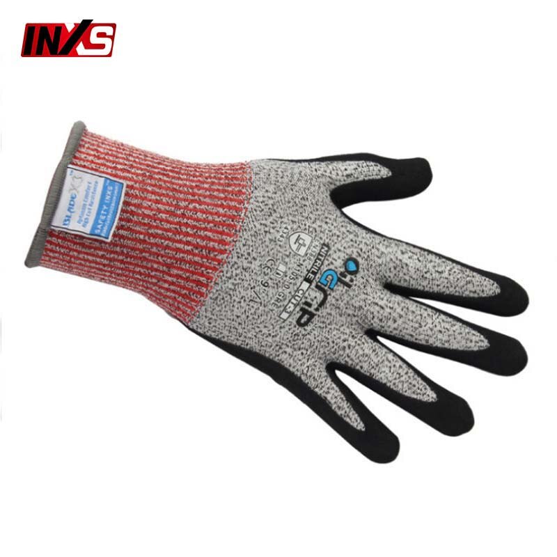 Vgo... 1 paar snijbestendige handschoenen, veiligheidsleer werkhandschoenen, mechanische handschoenen, HPPE anti-cut voering, handbescherming, EN388 niveau 5, ANSI A3 (CA7722CT