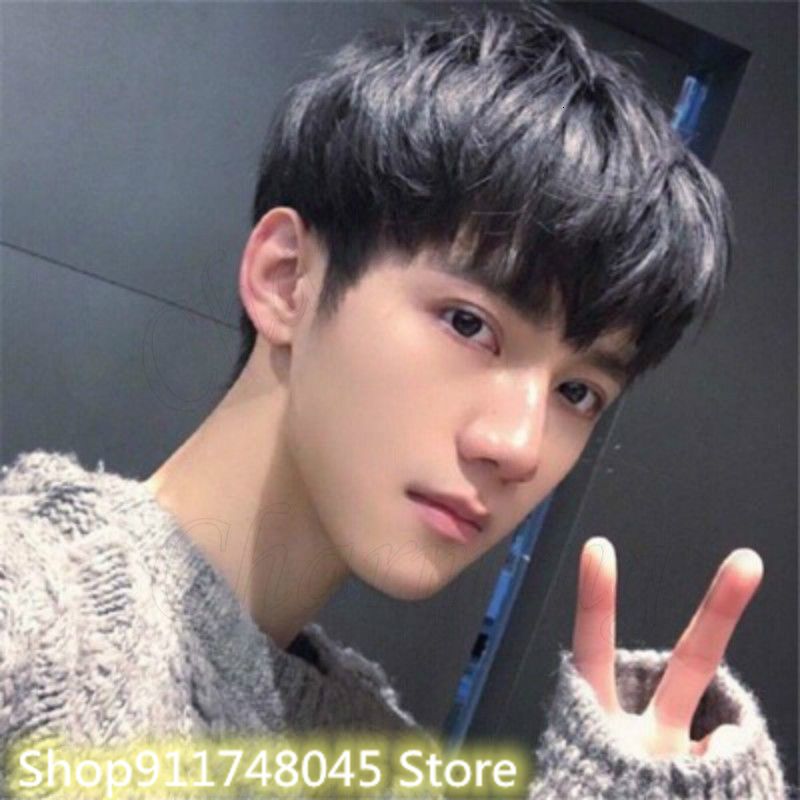 Korean Vogue Style Handsome Natural Men Wig Man Short Wig Short Straight Hair Full Wigs Bald Replacement Block Curls Fluffy for