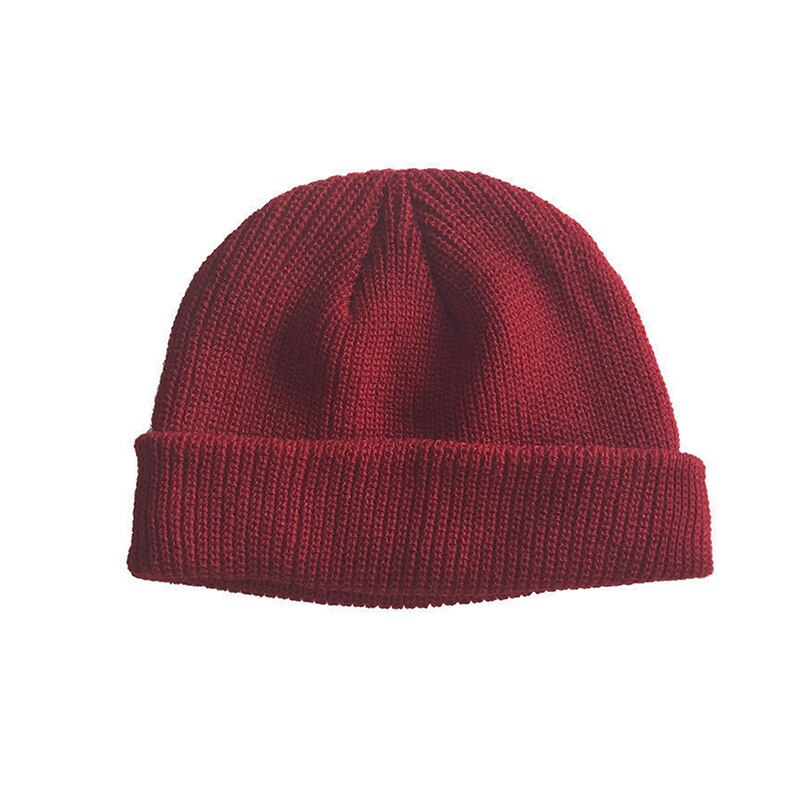 Men Knitted Hat Beanie Skullcap Sailor Cap Cuff Brimless Retro Navy Style Beanie Hat