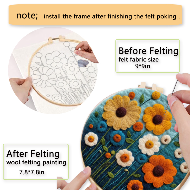 CHENISTORY-Kits de pintura de fieltro con aguja para principiantes, Kit de iniciación de fieltro con aguja de lana DIY, paisaje de montaña, decoración del hogar, arte artesanal