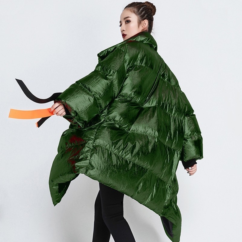 CHICEVER rubans femmes hiver doudoune col montant à manches longues asymétrique veste femme vêtements marée