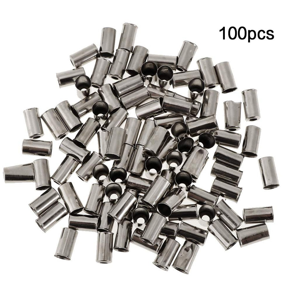 100pcs Metal Brake Cable Housing Ferrule End Crimp Part Silver Metal Bike Brake Cable Caps