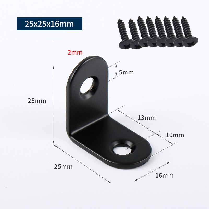 4 pcs L Shape Corner Bracket With Screws Connector Stainless Steel Fixing Right Angle Brace Furniture Hardware: B