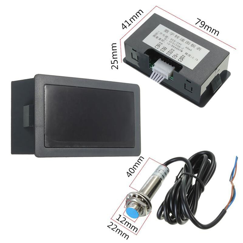 4 Durable Portable Useful Digital LED Tachometer RPM Speed Meter + Hall Proximity Switch Sensor NPN Blue/Red#291434