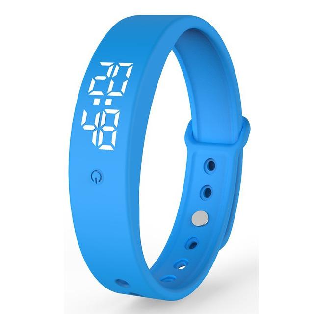 Hobbylane  v9 smart temperaturmätning armband vattentät intelligent vibrationspåminnelse övervakning av kroppstemperatur timer: Blå