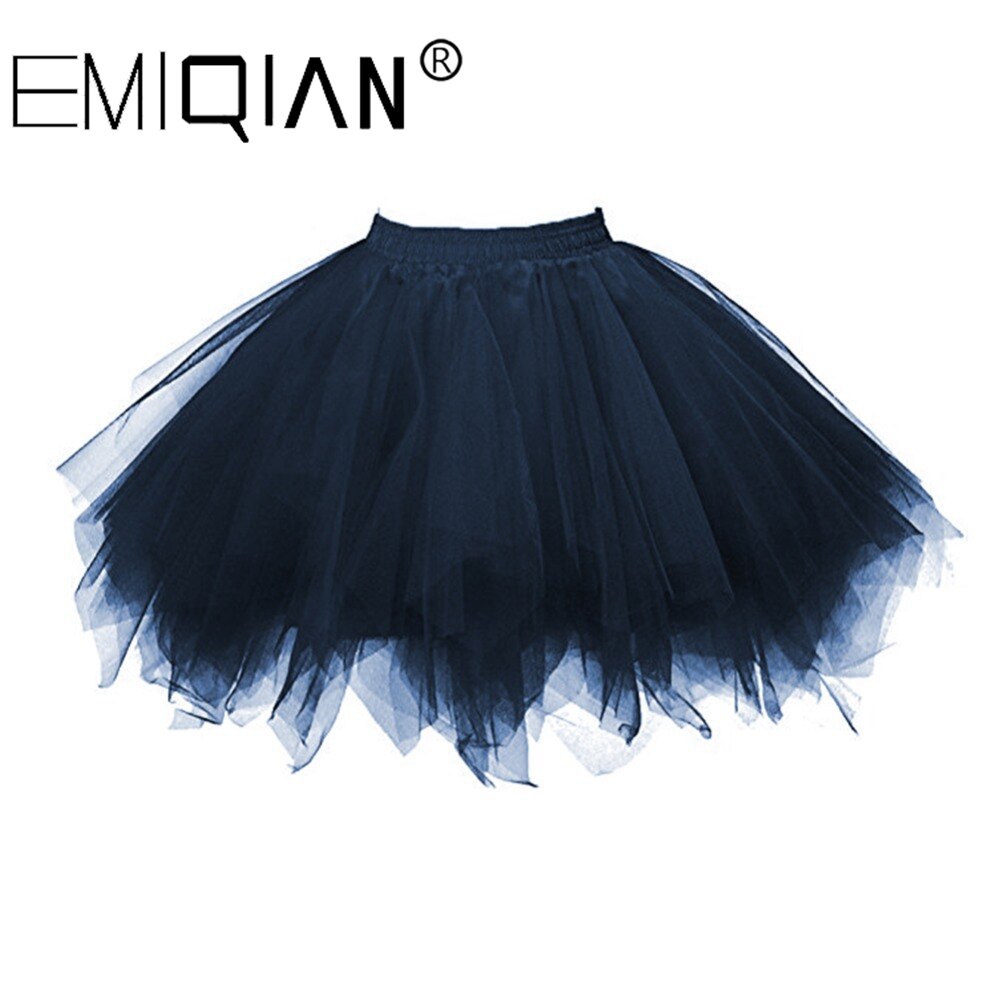 Korte Petticoat Tule Rokken Vrouwen Elastische Stretch Lagen Zomer Volwassen Tutu Rok Onderrok: Navy Blue