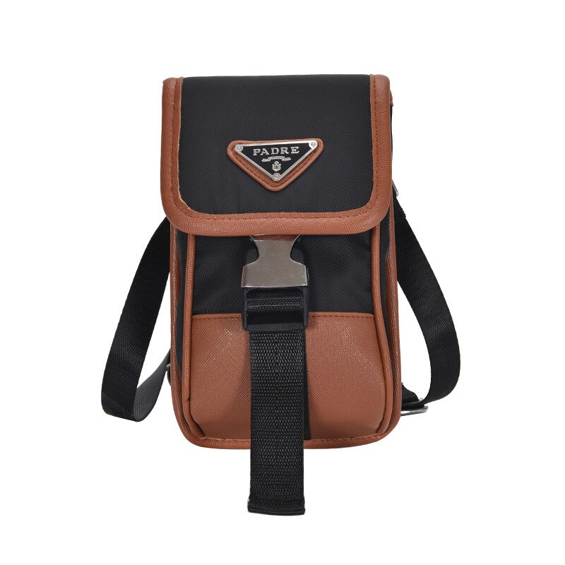 Bandolera multiusos para mujer, bolso de pecho, estilo de Hong Kong, de tela de nailon, riñonera Retro oscura, novedad de: Vertical Brown
