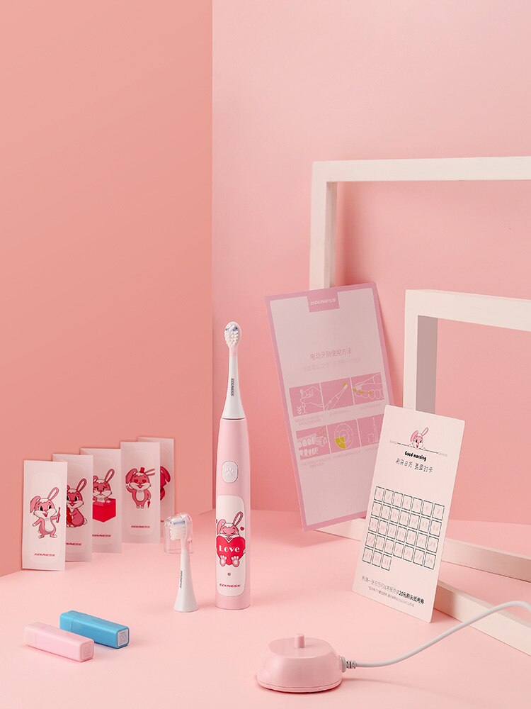 Souness enfants brosse à dents électrique étanche brosse à dents sonique rechargeable blanchiment doux brosse à dents pour garçons et filles