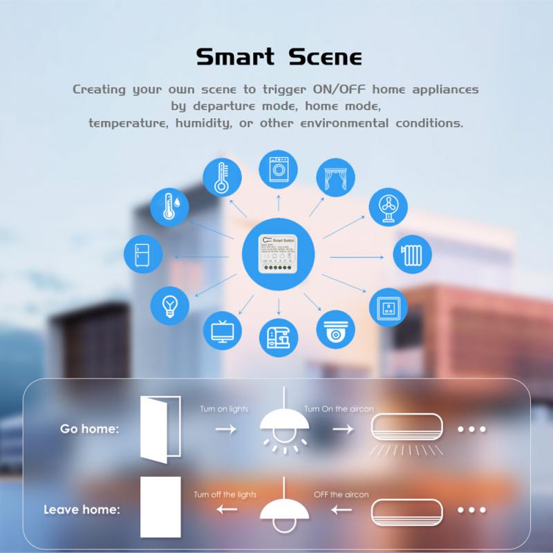 Tuya 16A Mini Wifi Smart Switch Module 2-way Control Timer Wireless DIY Switch Smart Home Automation Work with Alexa Google Home