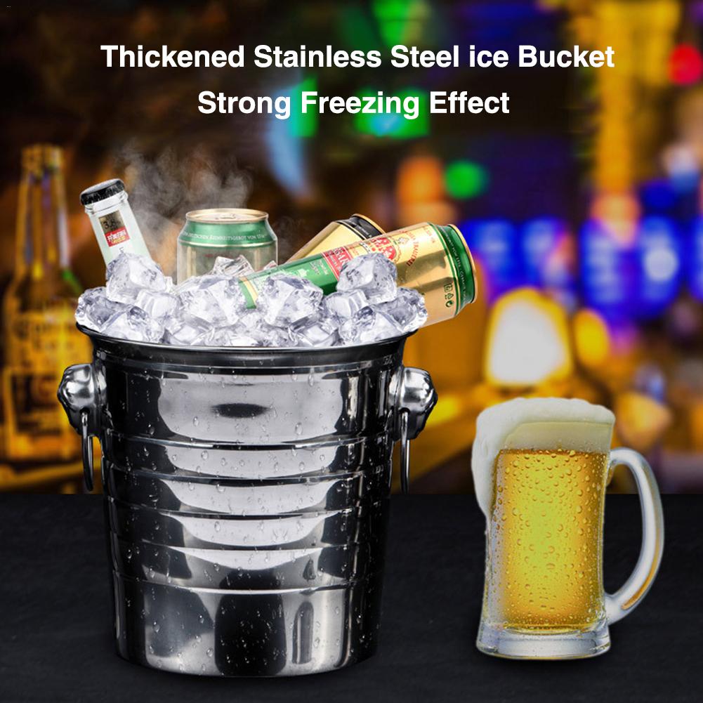 Edelstahl Eis Eimer Starke Eis Halfter Container Bar Partei Champagner Wein Fass-Silber