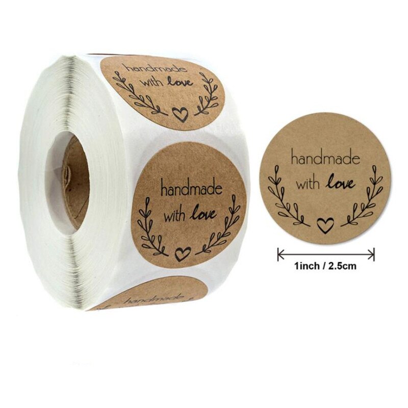 500Pcs/Roll "Handgemaakt Met Liefde" Sticker Voor Envelop Afdichting Labels Sticker Sieraden Maken Pakket Sticker Supply: B05