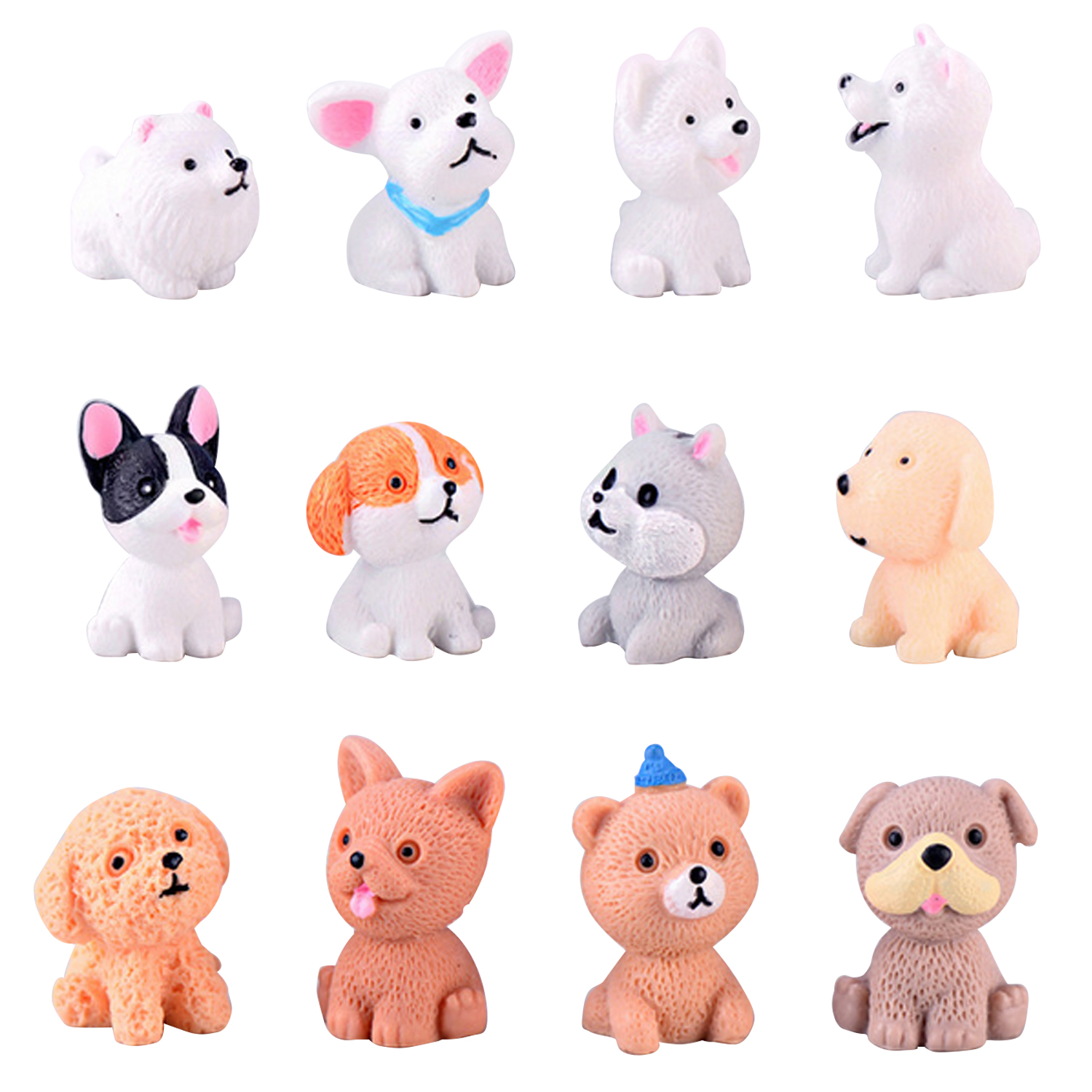 12 Stuks Leuke Cartoon Hars Hond Model Speelgoed Voor Miniatuur Fairy Tuin Micro Landschap Decoraties Ornamenten