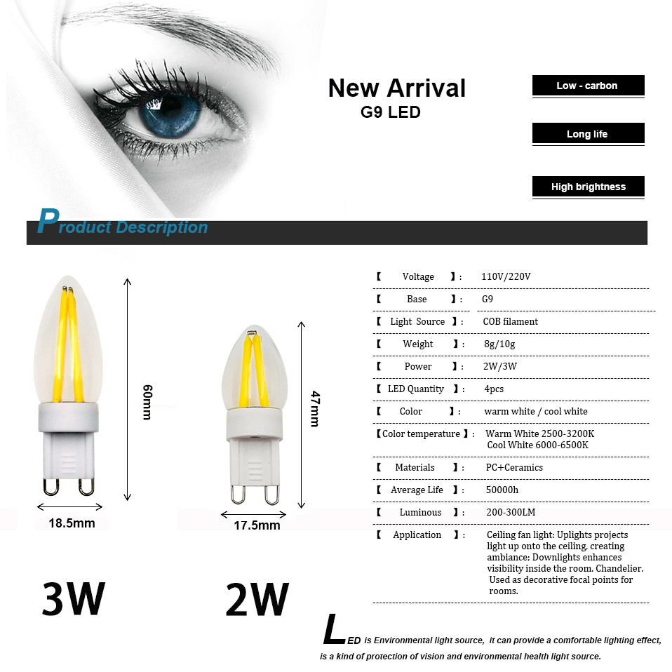 Ampoule LED G9 110V 220V 2W 3W, 10 pièces, lampe LED COB à Filament, remplacement de la lumière halogène 30W 40W pour lustre