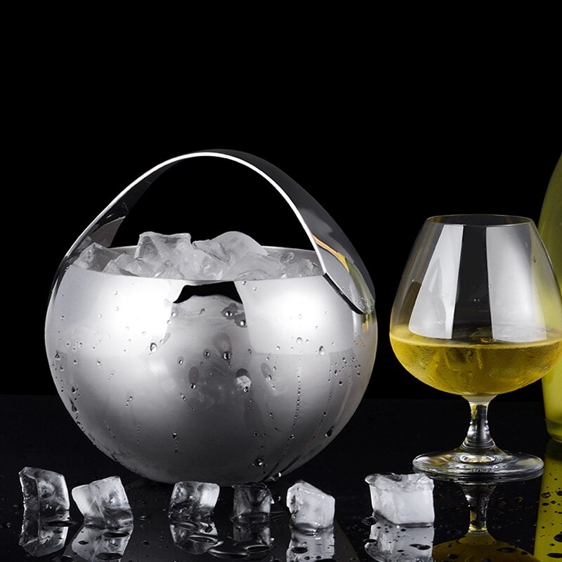 Stainless steel portable ice bucket with ice clip bar KTV beer red wine champagne ice bucket commercial ice bucket
