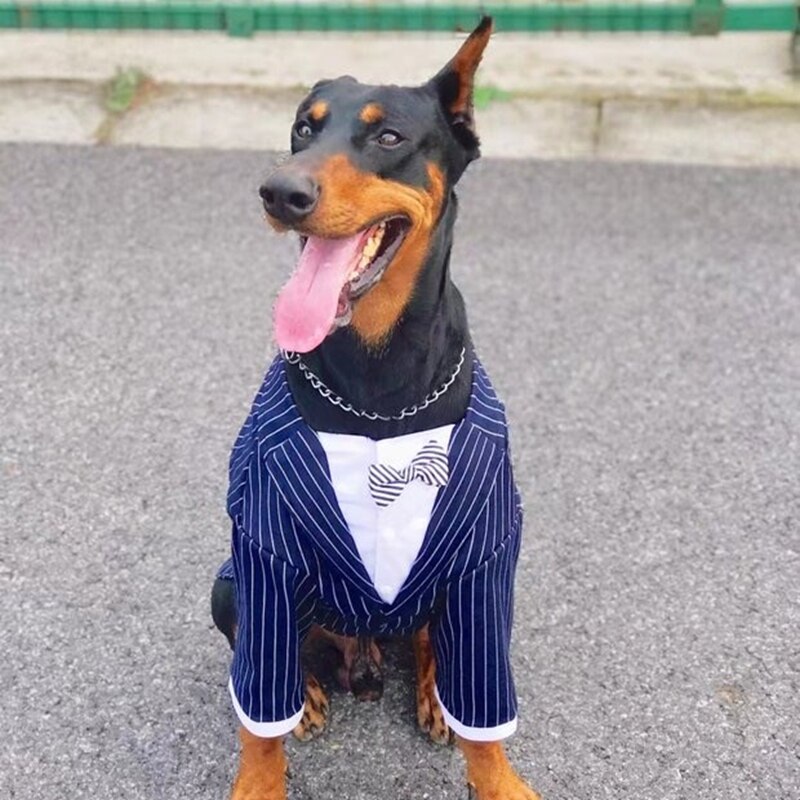 Ropa Formal para perro mascota, traje de boda, traje de esmoquin, ropa para perros pequeños, medianos, Carlino, Doberman, pajarita de Bulldog Francés HYC02