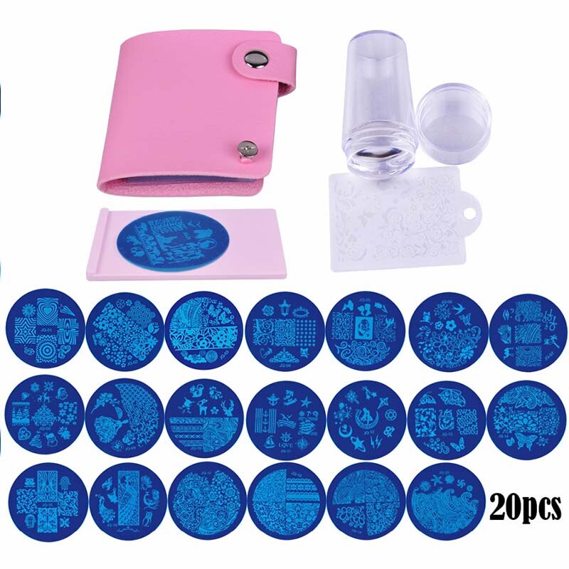 Udene nail art plader og stempler skabeloner ren klar gelé silikone negle stempling plade værktøjer søm dekoration skabelon 9 stil: Stil sæt 2