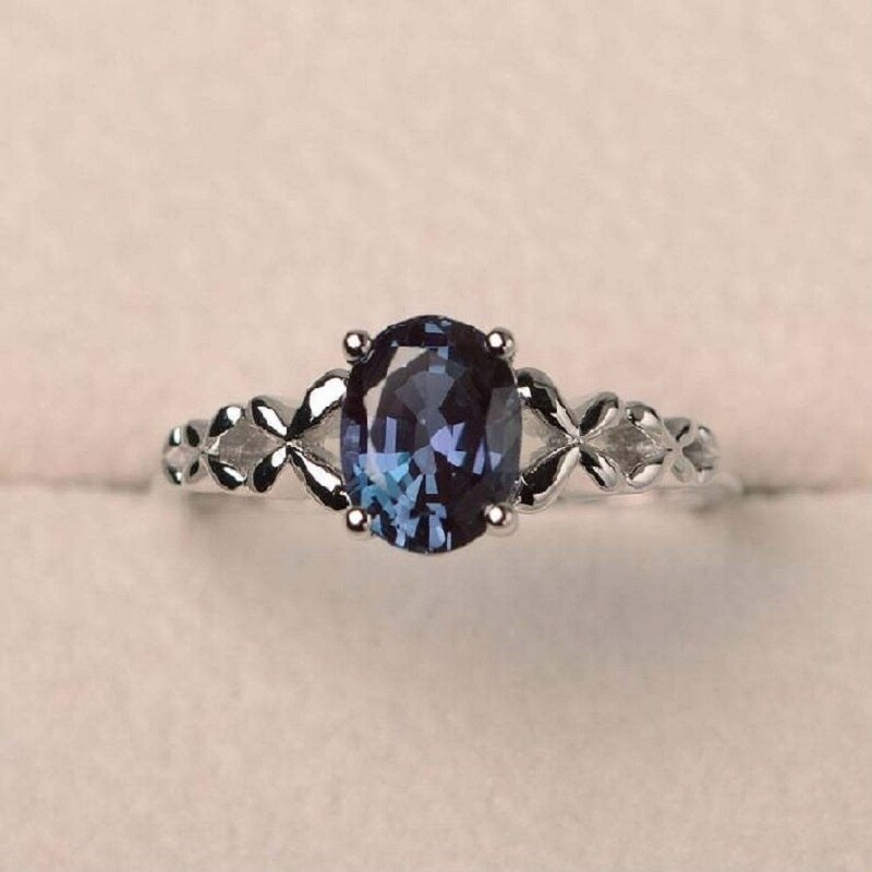 Simple Dames Engagement Ring Met Blauwe Zirkoon Elegante Trouwringen Sieraden Valentijnsdag Anniversary
