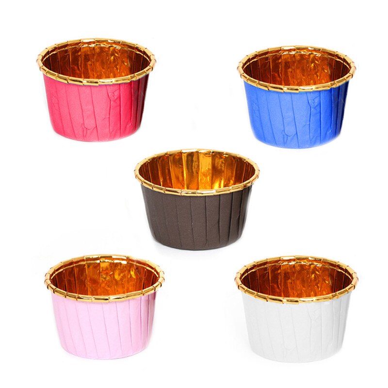 50 stk cupcake olietæt bryllupsfest caissetter bagning muffin papir bakke ensidet folie rulle kop høj temperatur modstand
