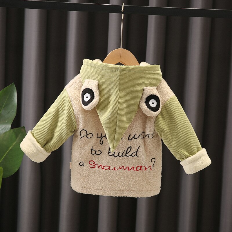 Baby herfst winter fleece jassen voor jongens trenchcoat met capuchon warme cartoon bovenkleding windjack baby kinderjassen