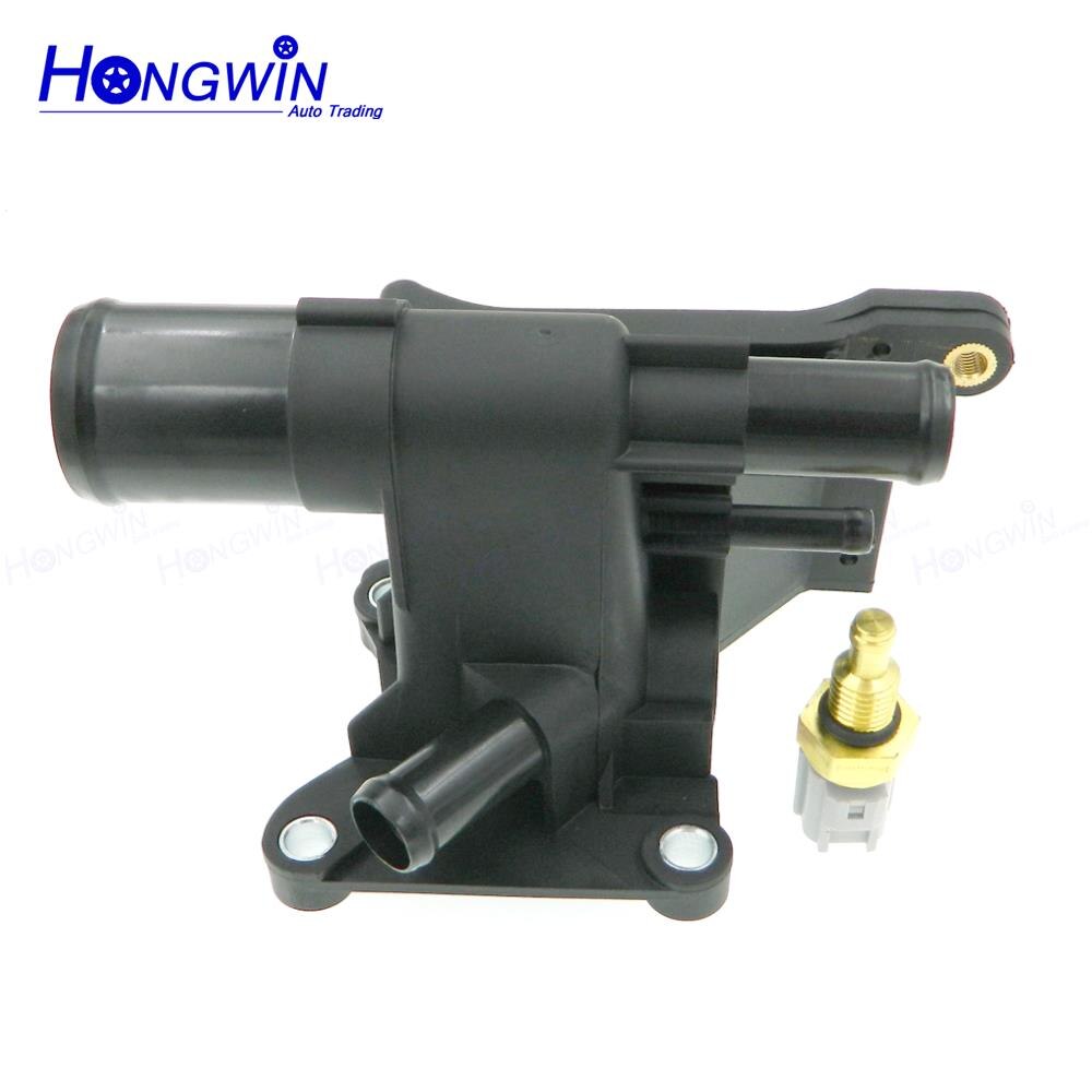 Water Outlet Koelvloeistof Thermostaat Behuizing + Sensor Voor Mmazda 2006 3 6 5 CX-7 2.0 2.3 2.5L LF941517Z LF94-15-17Z