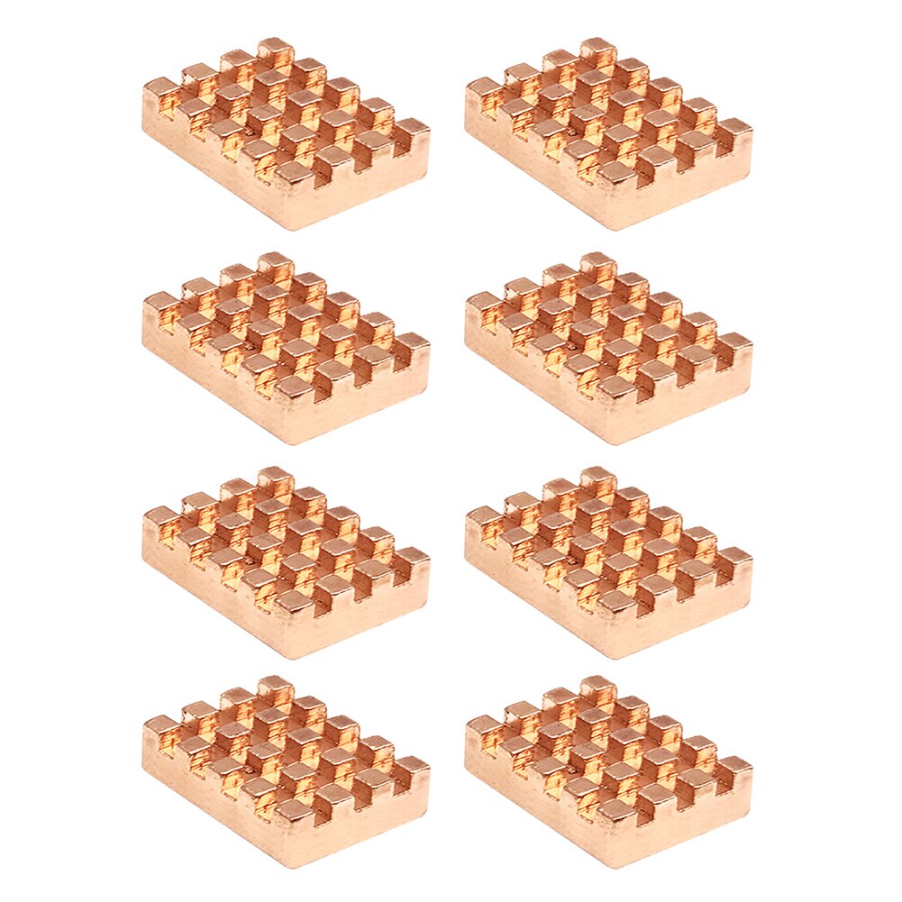 8pcs/Set Pure Copper RAM Heatsink Cooler Adhesive Back PC Computer Cooler RAM Heat Sink Graphics Card Memory IC Chip Radiator