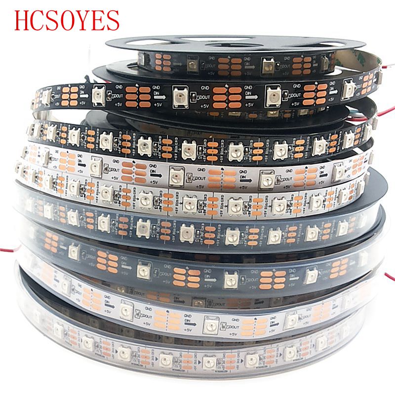 DC 5V 5m/lots WS2812B RGB led strip 30/60leds/m ws2811ic Built-in individually addressable smart strip